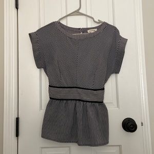 Cute black and white striped peplum blouse